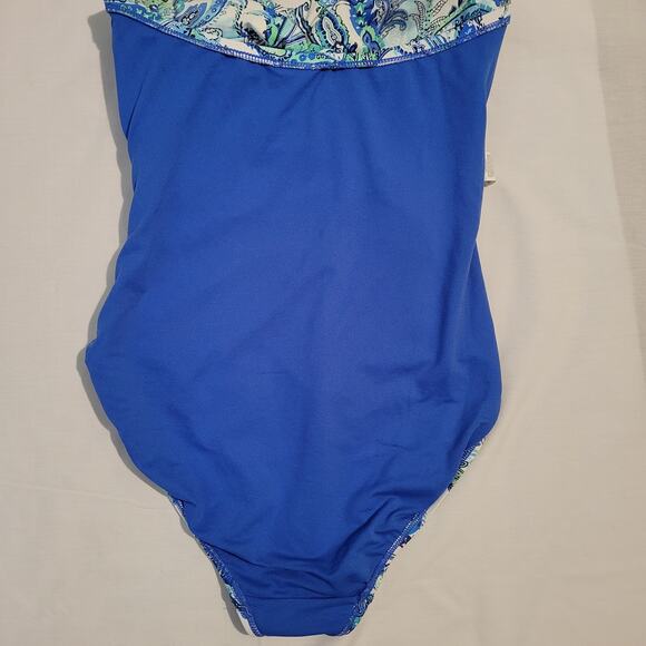 Lauren Ralph Lauren Fiesta Paisley Twist Underwire One Piece Swimsuit sz 10 blue - Picture 9 of 11